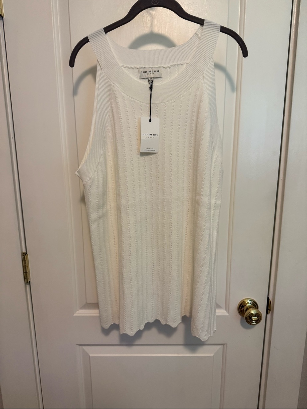 Skies Are Blue- White Knit Racer Tank Top NWT size 2X